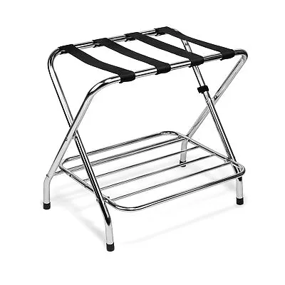 2 Tier X-Shape Folding Luggage Rack | Heavy Duty Metal Stand With Nylon Strap... • $85.77