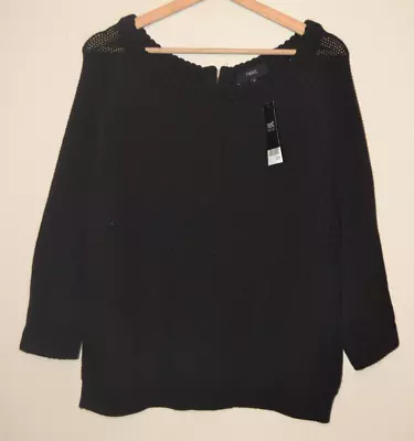 BNWT Womens Black Knitted Next Zip Back Jumper UK 14 • £18.15