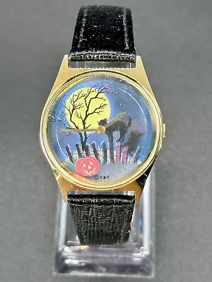 Working Vintage VALDAWN HALLOWEEN Holiday Watch Rotating Witch Pumpkin O3 • $45