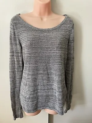 Hollister California Knit Lacey Jumper Size L 12 Grey Silver Minor Fault • $8.88