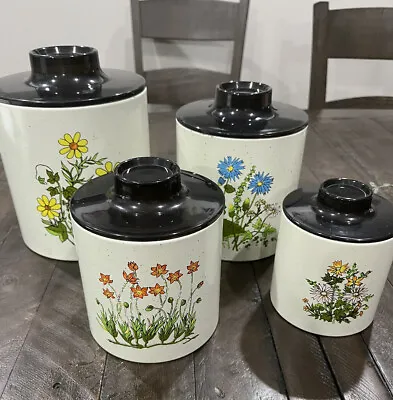 $39.99 • Buy Vintage Tin Floral Canister Set (4)  Bristol Ware Nesting Flowers