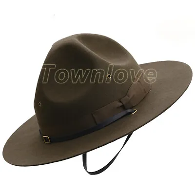 Men's 100% Wool Sergeant Hat Military Campaign Hat Instructor Mountie Ranger Hat • $47.94