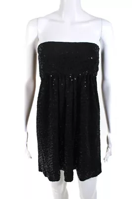 Marc Bouwer Glamiti Womens Sequined Strapless Mini Dress Black Size 6 • $95.01