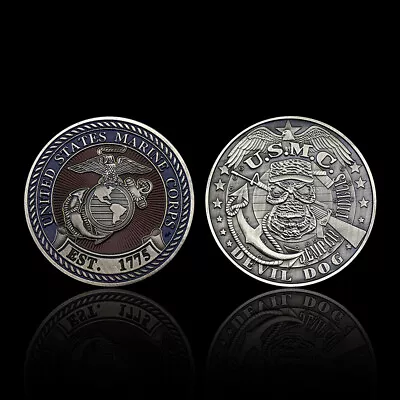 EST. 1775 United States Marine Corps Commemorative Medal Devil Dog Retro Coin • $3.68