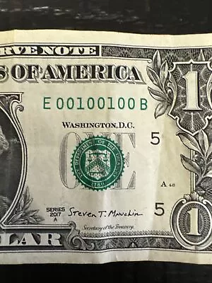 True Binary Radar Fancy Serial Number One Dollar Bill B00100100A DC 2017A 0s 1s • $71