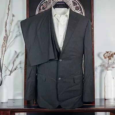 Elevee Bespoke 2 Piece Suit Mens 40L 36x32 Gray Pinstripe Super 130s Surgeon • $99