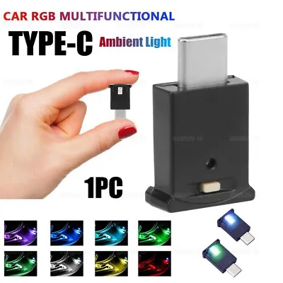 Car Accessories Type-C LED RGB Ambient Light Car Interior Atmosphere Night Lamp • $3.71