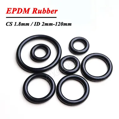 EPDM Rubber O Rings 1.8mm Cross Section O-Ring Seals Washer Gasket ID 2mm-120mm • £2.27
