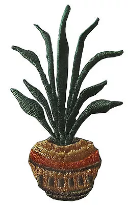 #4251L 6 1/8  Snake Plant Flower Pottery Embroidery Iron On Applique Patch-Large • $4.99