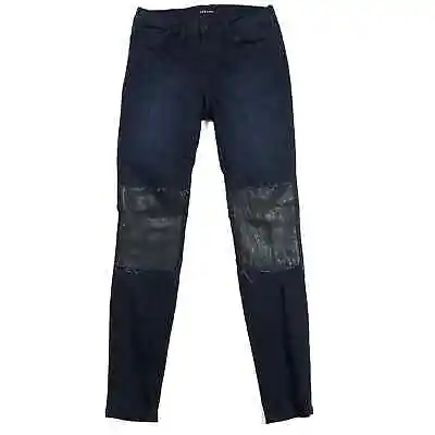 J.Brand Klash Leather Patch Dark Wash Skinny Jeans Size 26 With 29  Inseam • $30