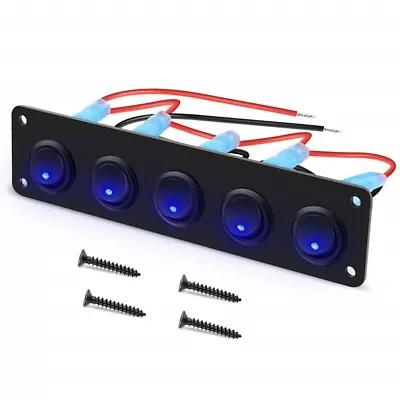 5 Gang Toggle Rocker Switch ON/OFF Panel For Car Boat Marine RV Truck Blue LED • $16.10