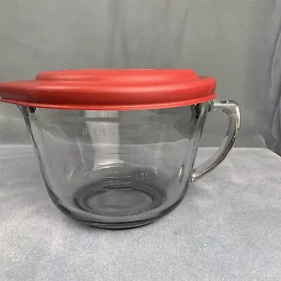 Anchor Hocking 8Cup/2 Qt Clear Glass Classic Batter Bowl With Lid USA • $21.99