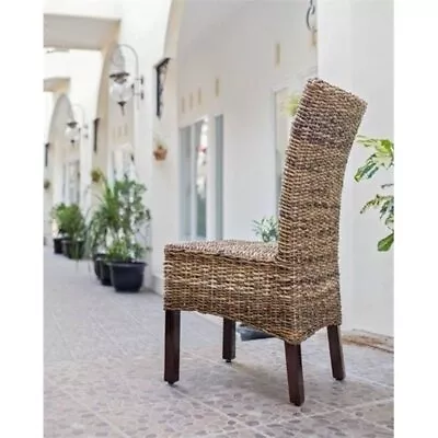 Bowery Hill 40 H Coastal Wicker / Rattan Dining Chair In Brown (Set Of 2) • $317.99