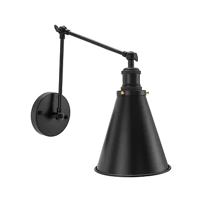 Vintage Horn Wall Lamp Swing Arm Adjustable Wall Sconce Light Bedroom Study Room • $33