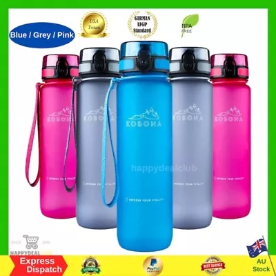 KOBONA 1 Litre Motivational Smart Water Bottle With Time Markings Hydration NEW • $30.89