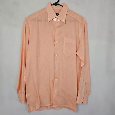 Maus & Hoffman Solemare Amalfi Linen Button-Down Italian Linen Men M Coral $255 • $35.99