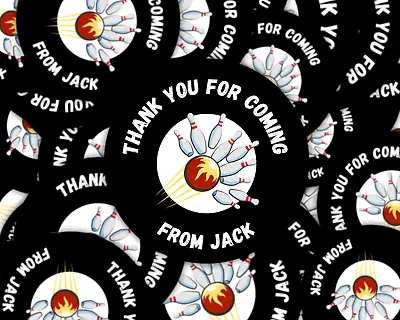 40 X Thank You For Coming Bowling Party Bag Sweet Cone Stickers • £2.25