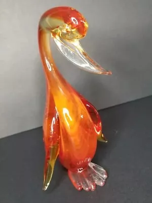 Cenedese? Sommerso Murano Glass Duck Bird Red Orange 6  • $45