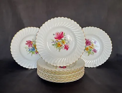 Set Of 10 Minton 9  Plates Hand Painted Flowers Signed J Colclough S500 • $190