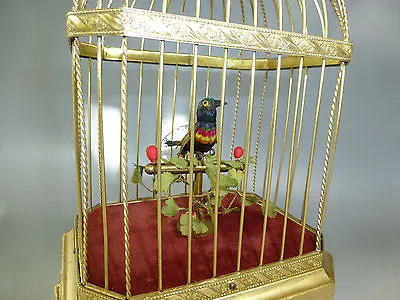 Rare Antique German Automaton Singing Bird Cage Music Box Customized Bird Tone • $8950