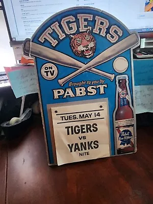 Rare 1974 DETROIT TIGERS PABST BLUE RIBBON Bar Sign TV-Game Calendar 18  W/easel • $120