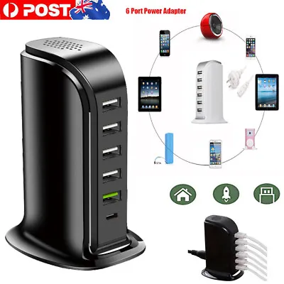 6Port USB PD Charger Station Hub Quick Charging Fast Charge Dock For Ipad Phones • $15.95