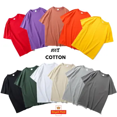 Men's T Shirts Plain 100% Cotton Tee Tops Summer Short Sleeve Tee Shirts SALE. • £3.90