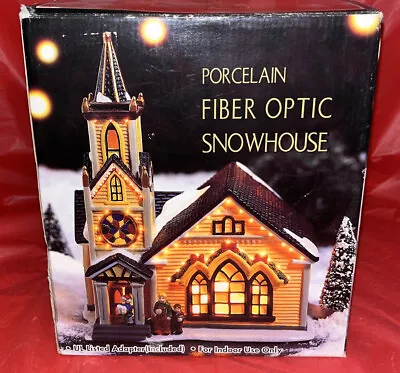 $22.95 • Buy Vintage Christmas Village Fiber Optic Snow House Of A Church.