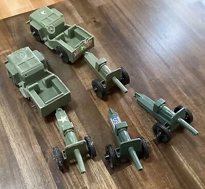 Vintage Tim-Mee Toys Processed Plastic  Vehicles. 2 X Jeep 4 X Artillery  • $34