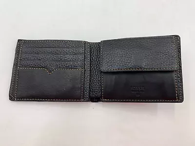 Fossil Men's Camden Bifold Billfold Pebble Leather Wallet 9.5 L Black 9109D • $27.29