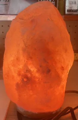 Large Himalayan Pink Salt Crystal Side Table Lamp Mirror Base Dimmer Switch 8”H • $10.49