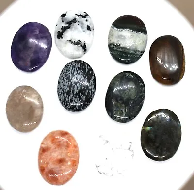 Chakra Natural Crystal Palm Stone / Worry Stone/ Cabochon Thumb Stone Variations • £6.99