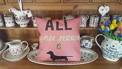 £6.99 • Buy Sausage Dog Dachshund Daxie Pink Zip Cushion Cover *Seconds Quality*