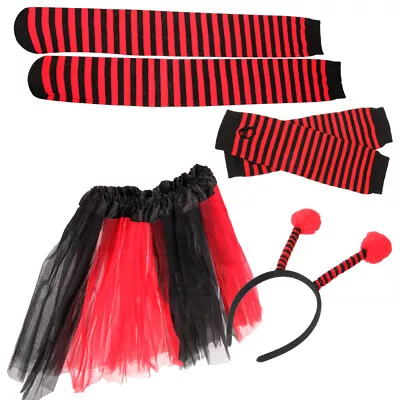 1 Set Ladybug Costume Kit Knee Socks Headband Tutu Skirt Sleeves Party Supplies • £13.48