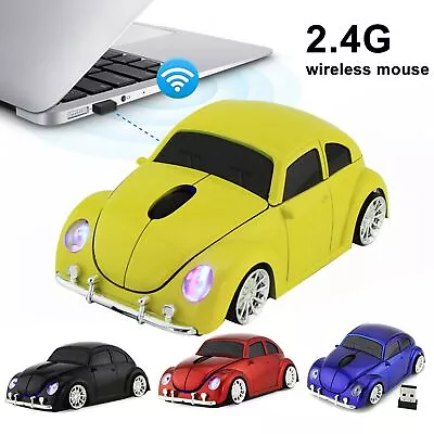 $16.99 • Buy Beetle Car Shape Wireless Gaming Mouse USB Ergonomic Optical For PC Laptop 