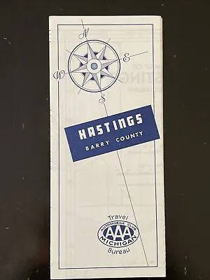 Vtg 60s 1969 HASTINGS BARRY COUNTY Road Map Blue AAA Automobile Club Michigan • $15.95