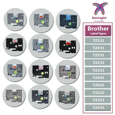 3 Pack Label Tape TZe TZ Fits For Brother P-Touch 18mm/12mm/9mm/24mm Tze-231 • £11.29
