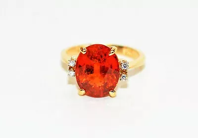 Natural Spessartine Mandarin Garnet & Diamond Ring 14K Solid Gold 6.47tcw Fanta • $2799.99