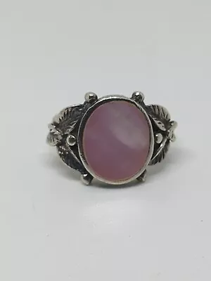 Sterling Silver 925 Pink Abalone Ring Size 5 • $19.99