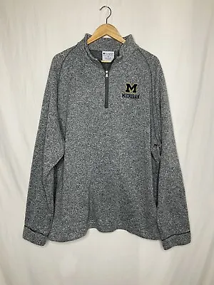 Michigan Wolverines Sweatshirt Men's 3xl Gray Champion 1/4 Zip Pullover • $13.99