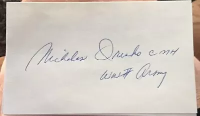 Nicholas Oresko Signed 3x5 Index Card Autographed Military Medal Of Honor • $10