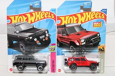 HOT WHEELS 1988 Jeep Wagoneer And '95 Jeep Cherokee Red Variation Lot Of 2 • $3.39