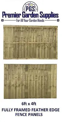 Wooden Feather Edge Fully Framed Fence Panel 6ft X 4ft (183 X 120cm) • £40.25