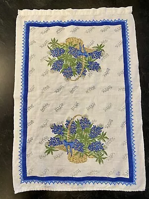 Vintage Texas Bluebonnets Linen Kitchen Towel 16x23” Excellent Clean Condition • $9.99