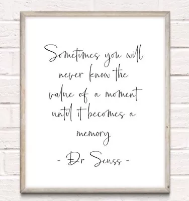 £4.94 • Buy Dr Seuss Memory Typography Print Poster Unframed Quote Home Family Love