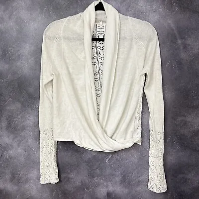 Moth Anthropologie Women’s Cream Crocheted Back Wrap Front Cardigan Small • $16.95