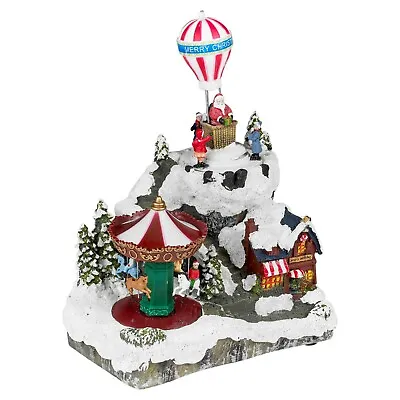 Christmas Scene Decoration Santa Xmas LED Mini Village Musical Ornament Moving • £31.99