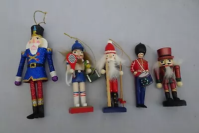 5 Mixed Lot Nutcracker Soldier Christmas Ornaments Skier Tennis Player Drummer • $10.89