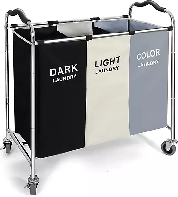 240L Laundry Hamper Large Blanket Basket Sorter 3 Section Bag Organizer For Dir • $51.25