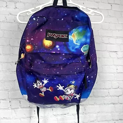 JANSPORT Disney Backpack Mickey Minnie Mouse In Space Bag Colorful Earth • $24.95